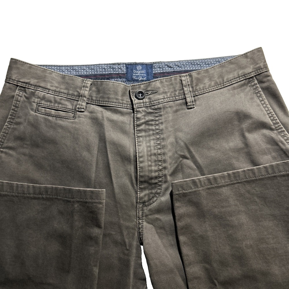 Bugatti Pants Men's 34x28.5 Grey Lined Regular Fit Flat Front Classic Trousers